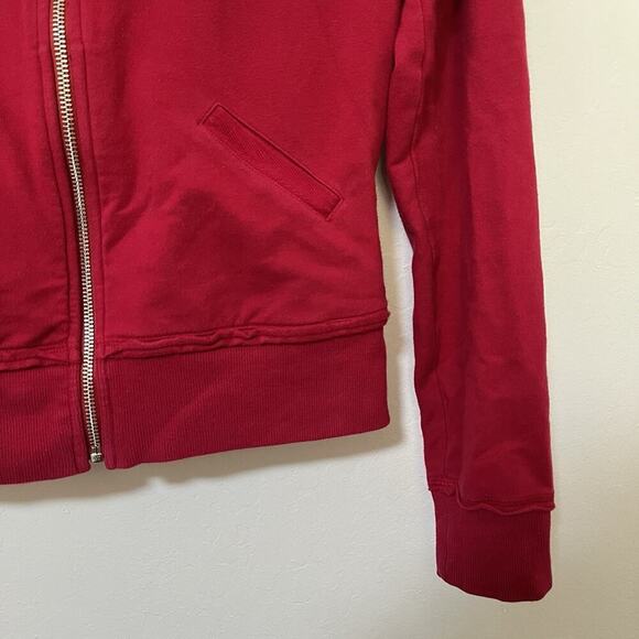 Bebe Y2K Full Zip Rhinestone Logo Cropped Hoodie Size M Red 2000s School - Picture 6 of 9
